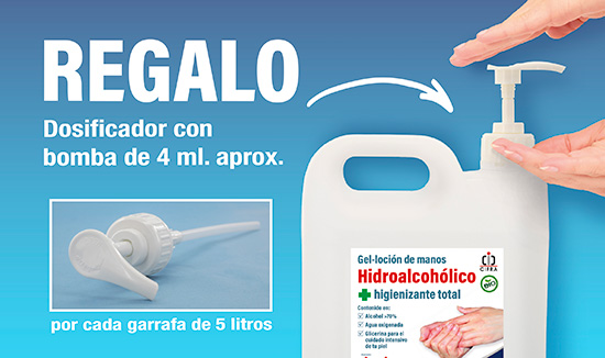 Gel Hidroalcohólico Pack de 4 garrafas de 5 litros