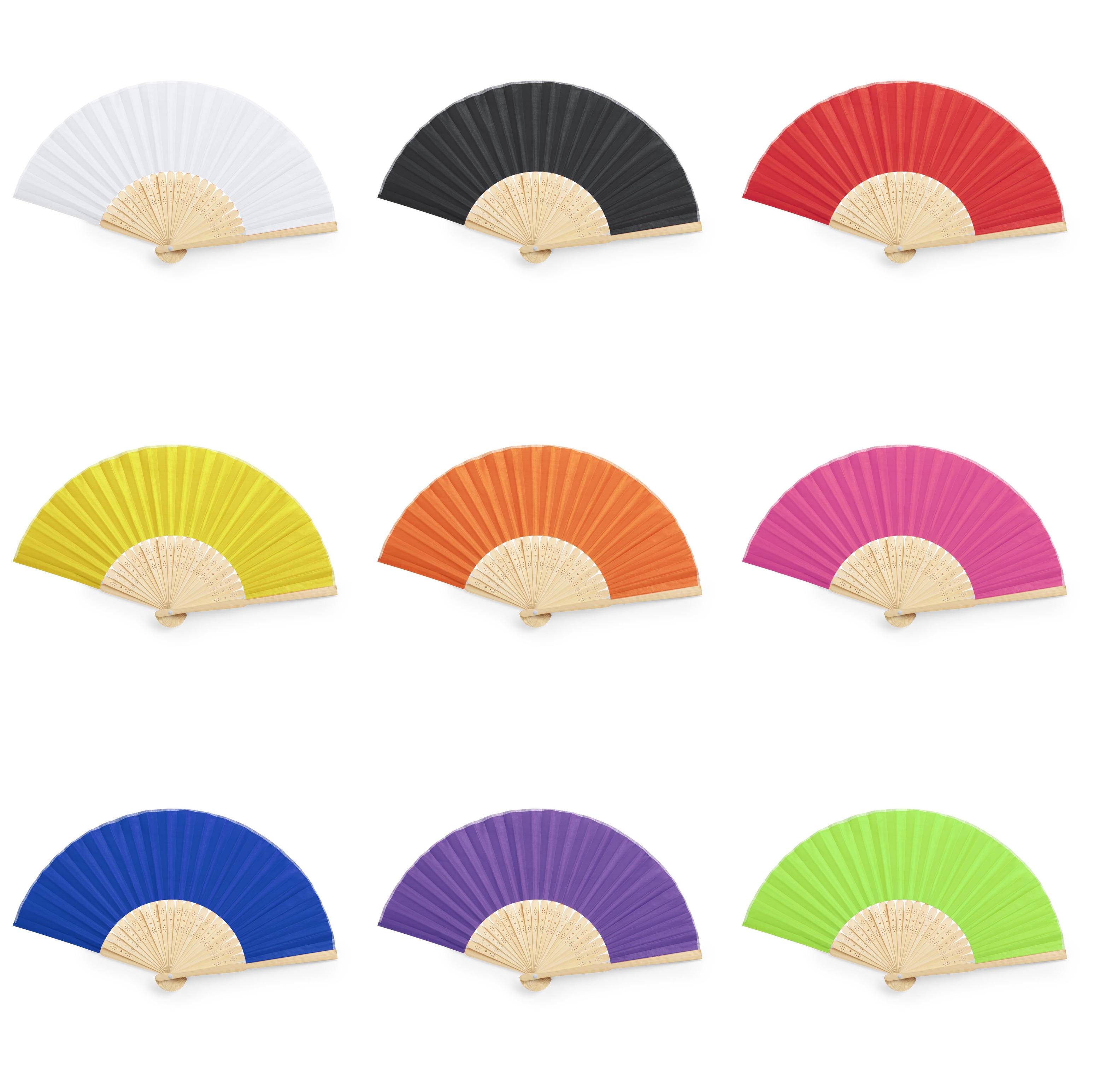 Abanico de Bambú y tela de poliester Abanico de Bambú y tela de poliester