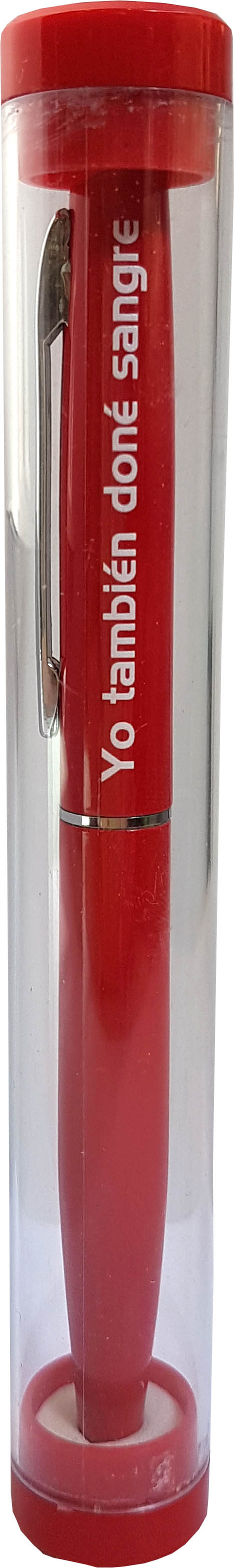 Bolígrafo de aluminio en tubo acrílico transparente