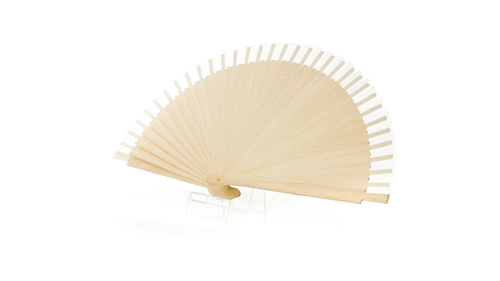 Abanico de madera y tela de algodón