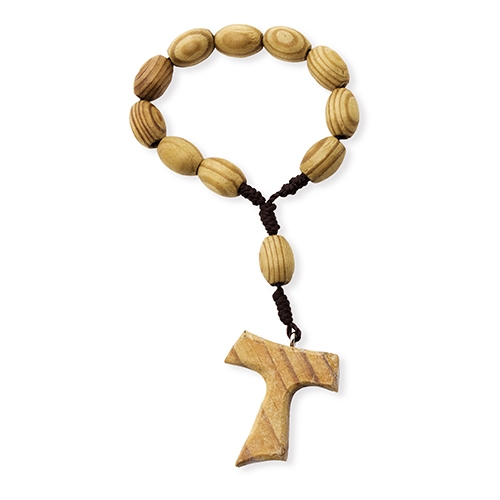 Rosario o Denario de madera con Cruz de TAU