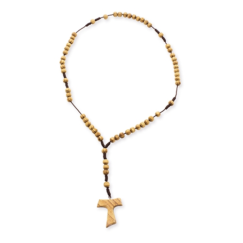 Rosario o Denario de madera con Cruz de TAU