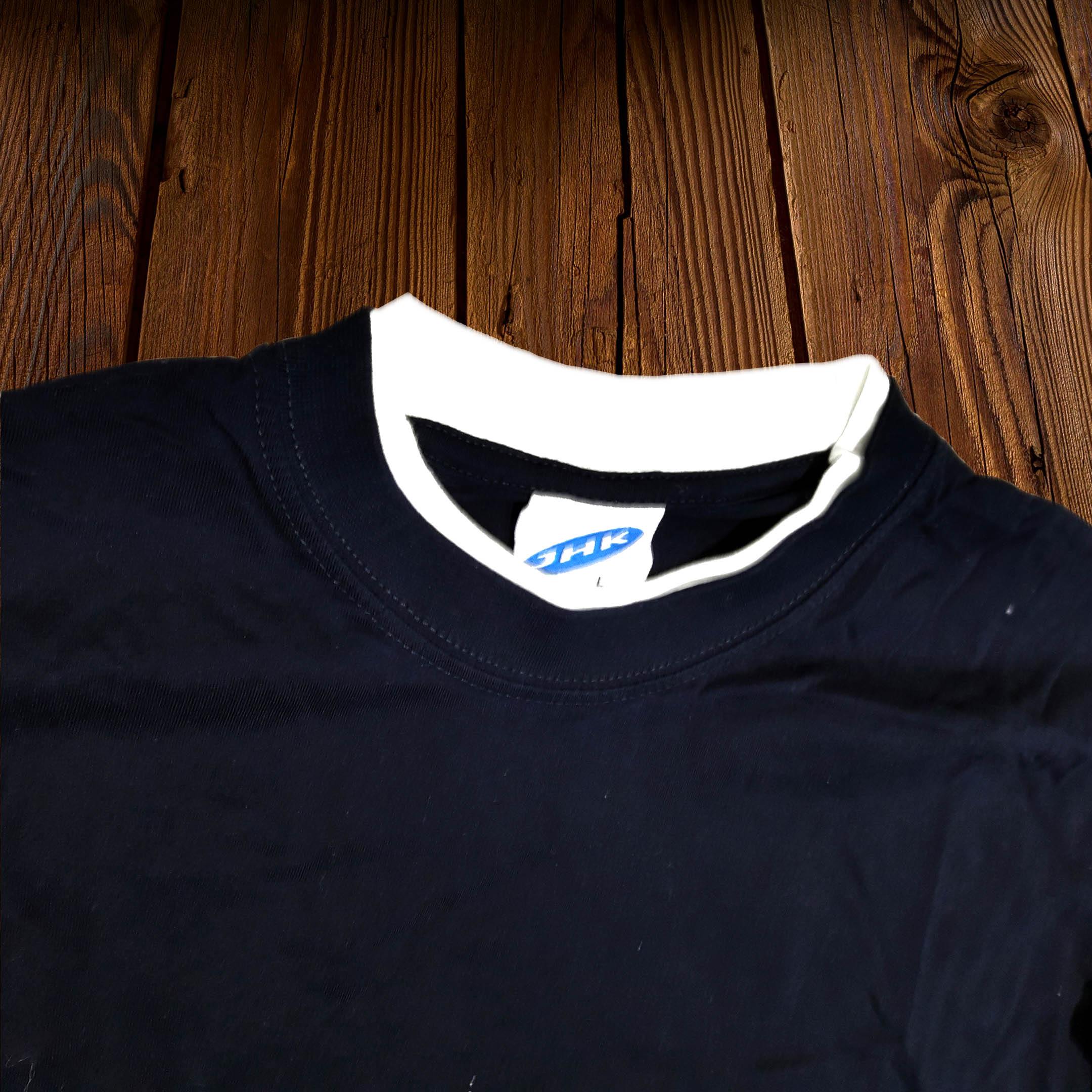 CAMISETA HOMBRE AZUL MARINO CON MANGAS BLANCAS TALLA L