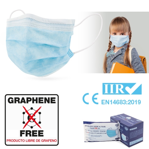 Pack 50 mascarillas desechables IIR para niños