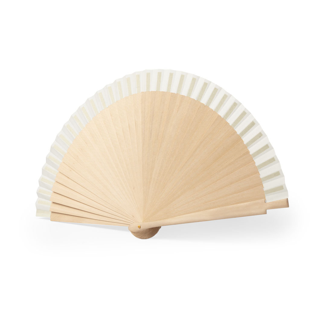 Abanico de madera y tela de algodón