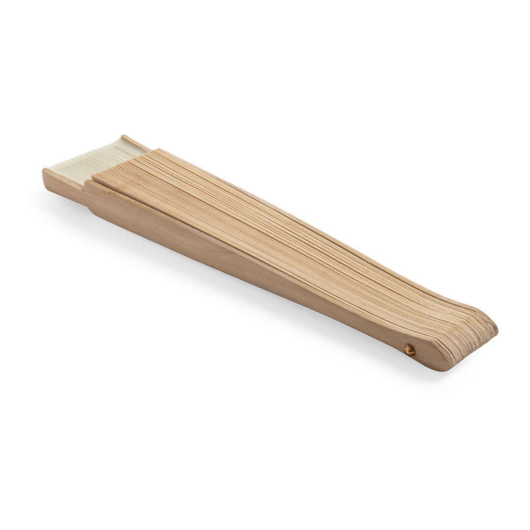 Abanico de madera y tela de algodón