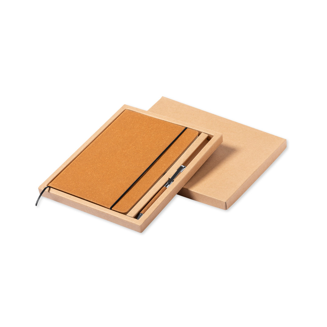 Set Bloc y boligrafo de cuero reciclado