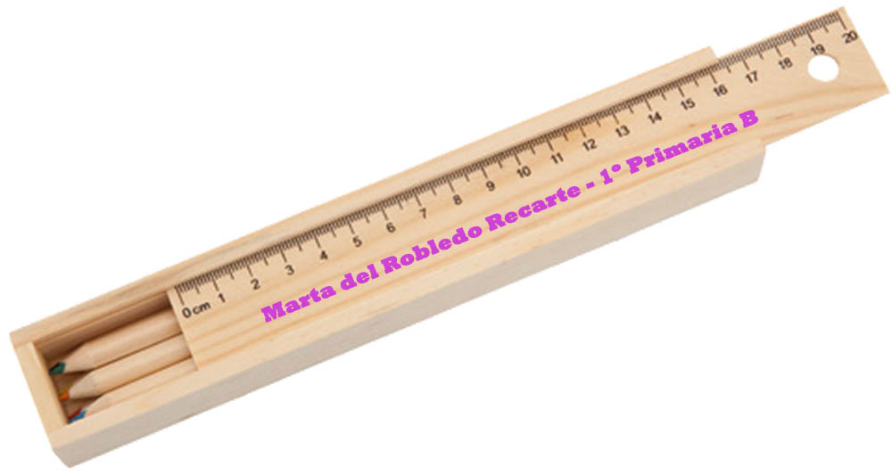 Estuche de Madera 6 lápices de colores con tapa regla