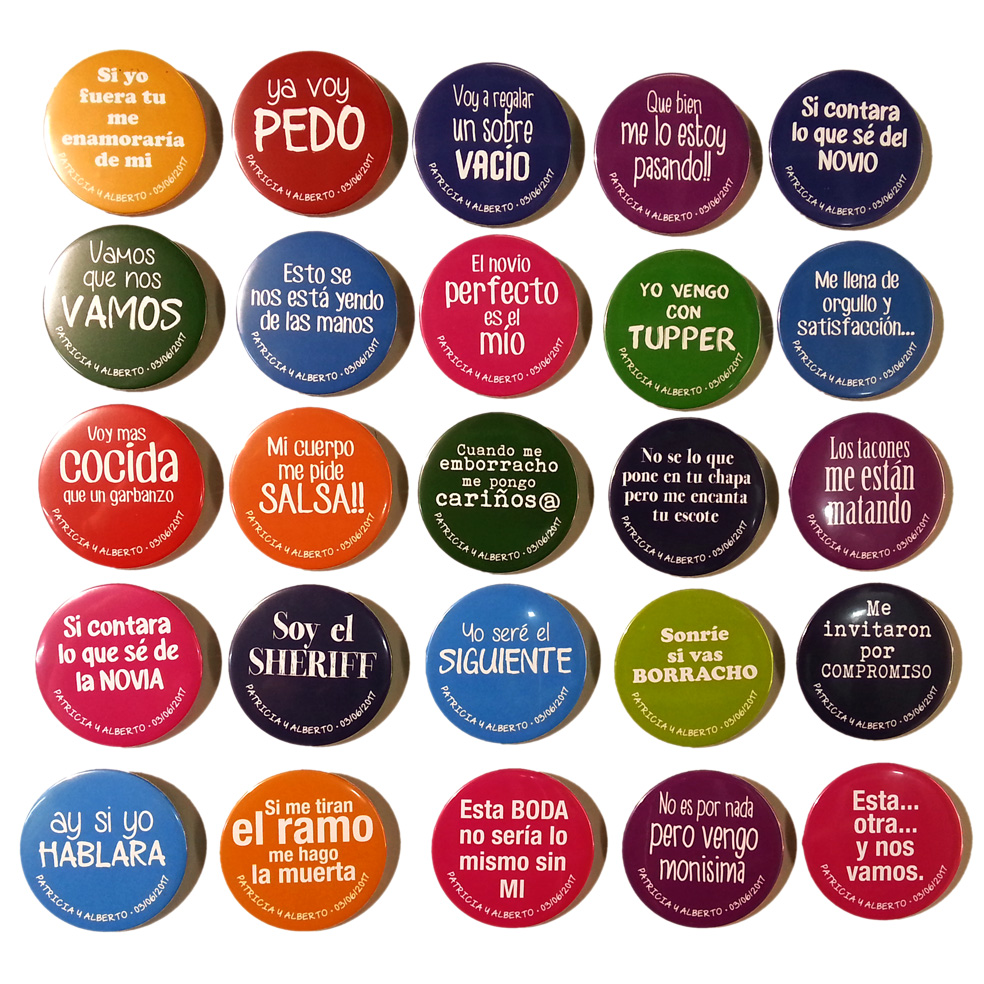 50 CHAPAS PREDISEÑADAS PARA BODAS 5.5CM