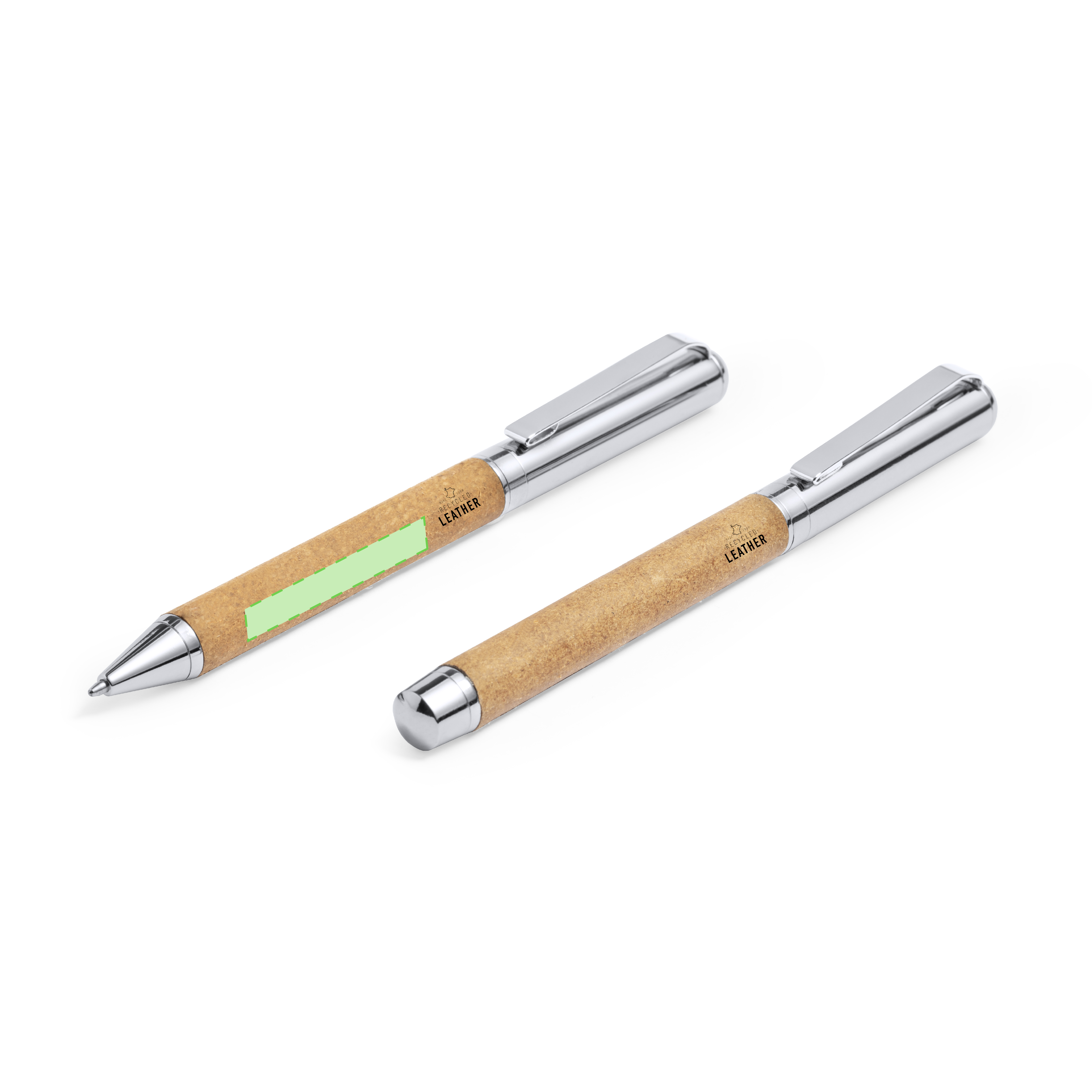 Set Boligrafo y Roller de cuero reciclado