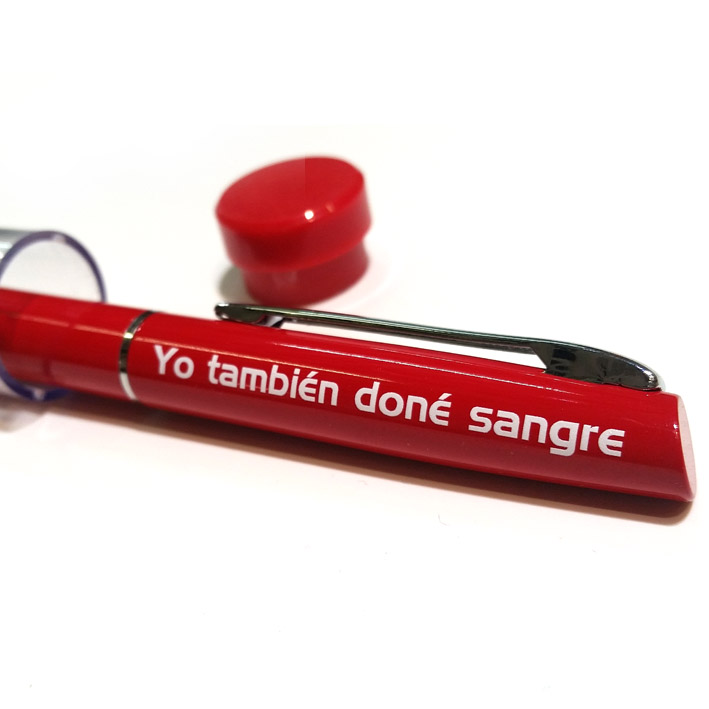 Bolígrafo de aluminio en tubo acrílico transparente