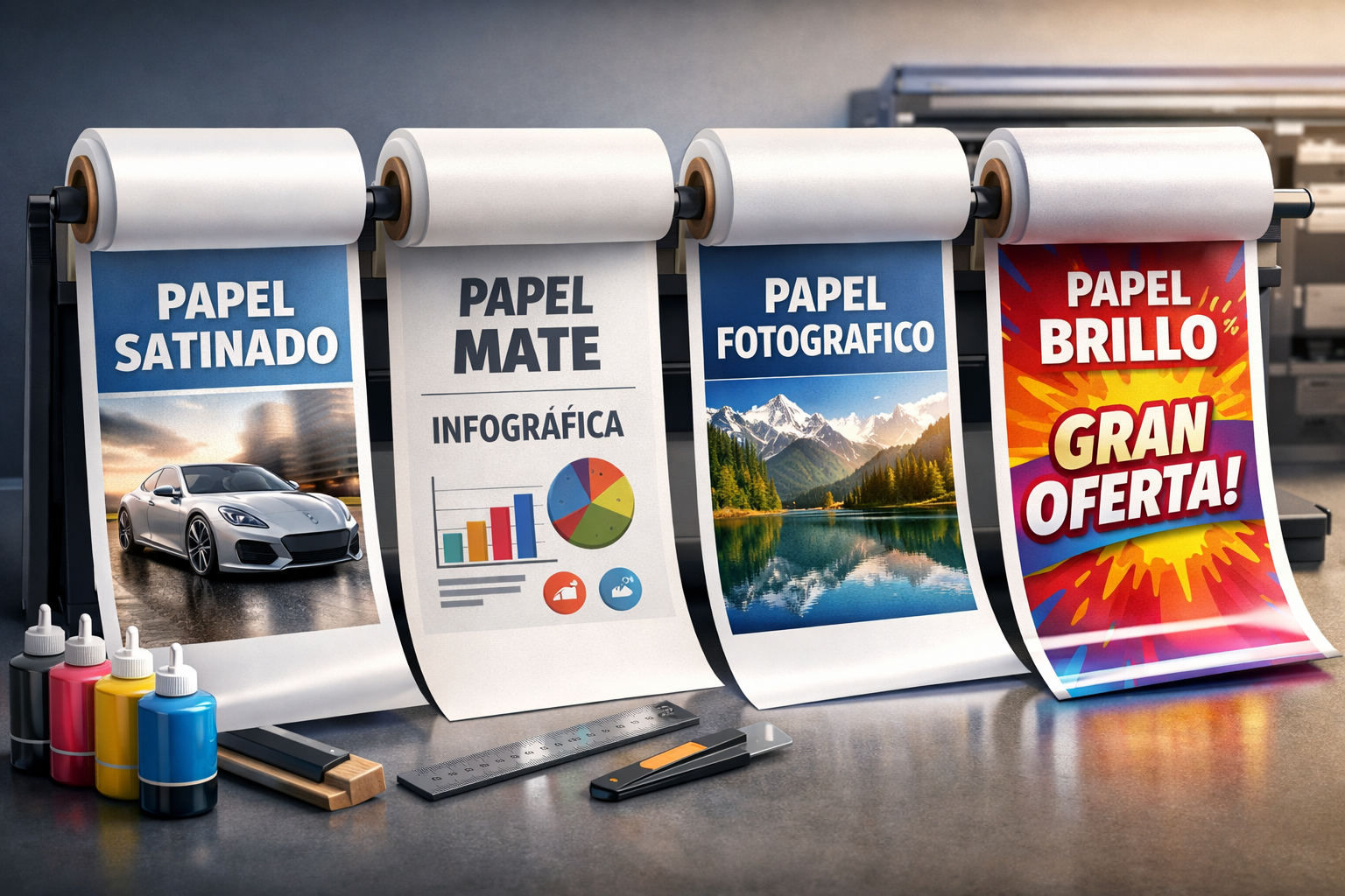 Bobinas de diferentes tipos de papel